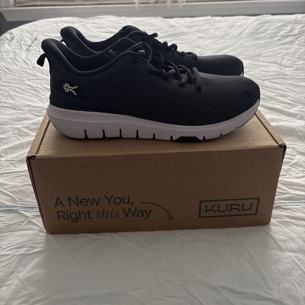Kuru Flex Via Mens Size 8 Black White Athletic Running Walking Shoes Sneakers
